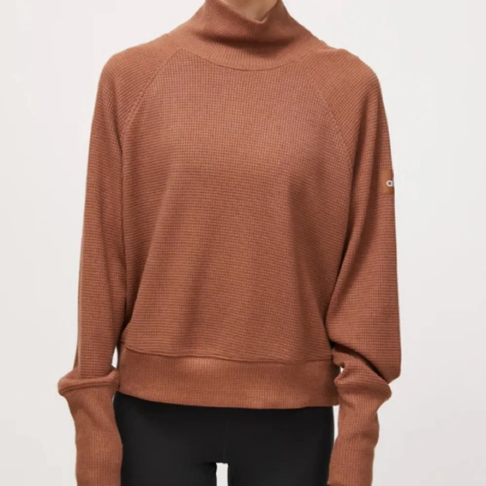 Alo Yoga Waffle Knit Weekend Escape Cowl Neck Sweater
